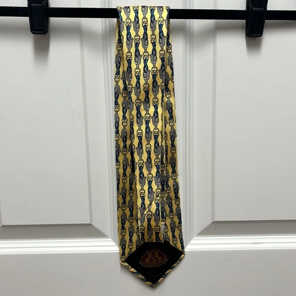 Paolo Gucci Classico Yellow‎ and Blue Equestrian Tie